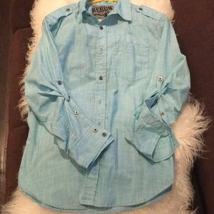 Men’s size small baby blue button down shirt